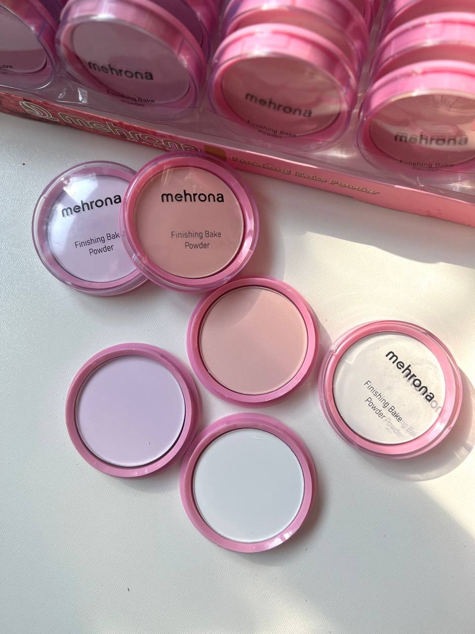 پودر بیک (پودر فیکس)فشرده مهرونا رنگ صورتی